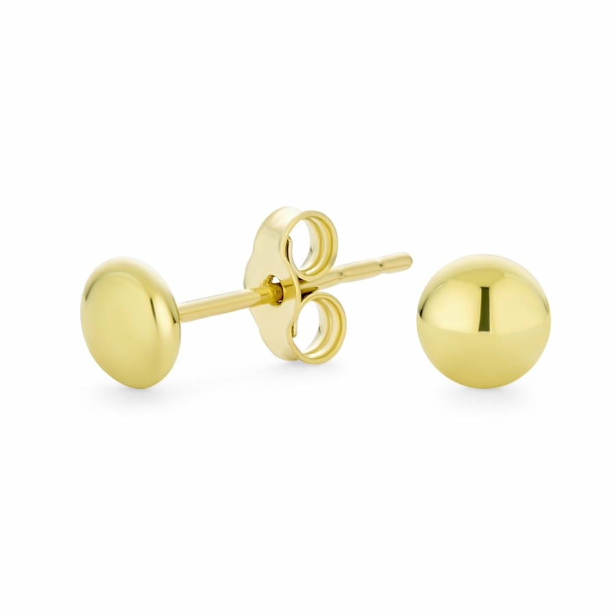 Shop Women Bling Jewelry | Tiny Mini Half Button Ball Stud Earrings Real 14K Yellow Gold 4Mm