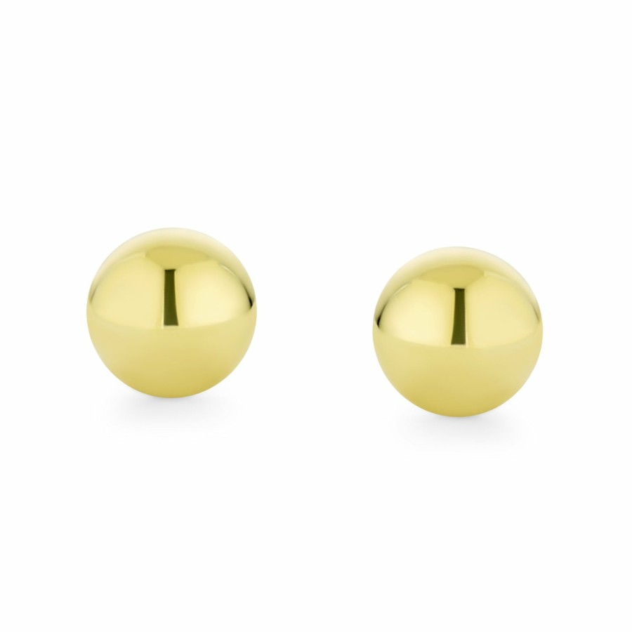 Shop Women Bling Jewelry | Tiny Mini Half Button Ball Stud Earrings Real 14K Yellow Gold 4Mm