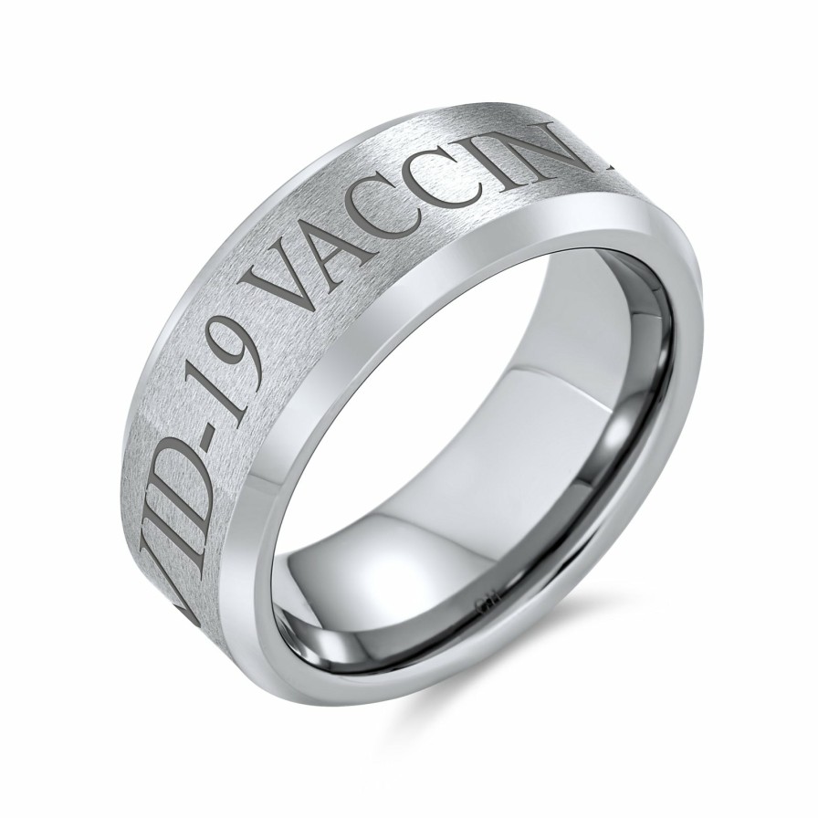 Shop Men Bling Jewelry Mens Rings | Fully Vaccinated Beveled Edge Matte Titanium Ring 8Mm Wide