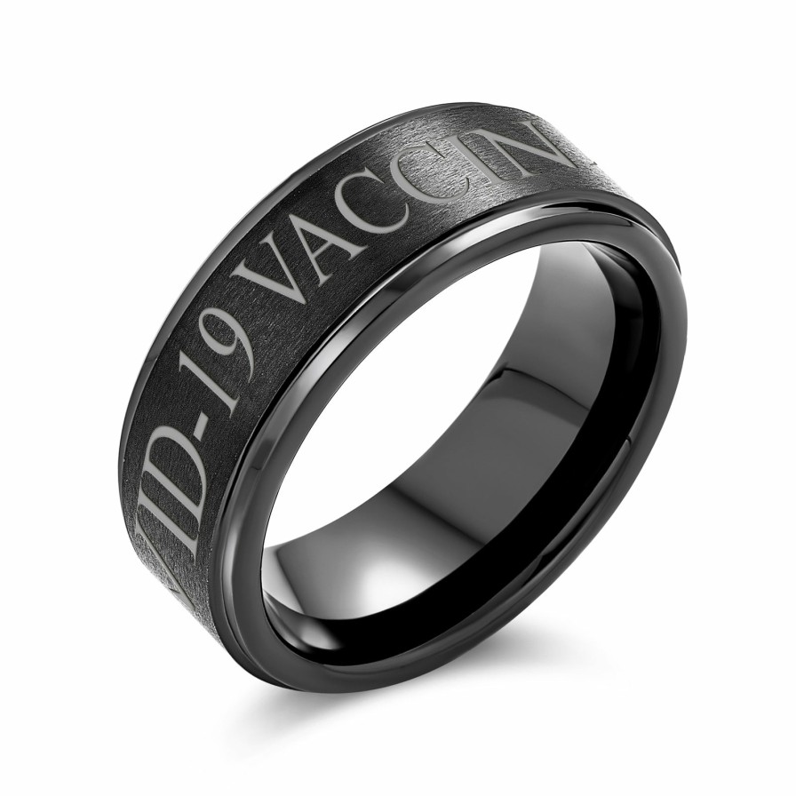 Shop Men Bling Jewelry Mens Rings | Fully Vaccinated Beveled Edge Matte Titanium Ring 8Mm Wide