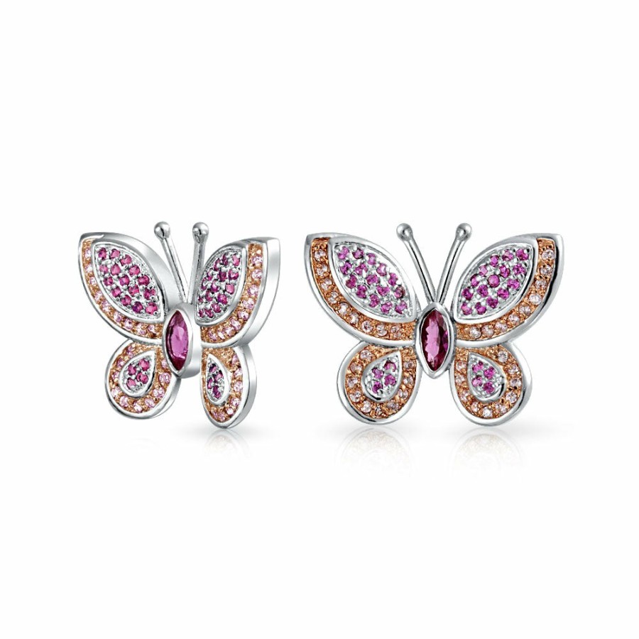 Shop Women Bling Jewelry Stud Earrings | Pave Cz Garden Butterfly Huggie Hoop Stud Earrings 925 Sterling