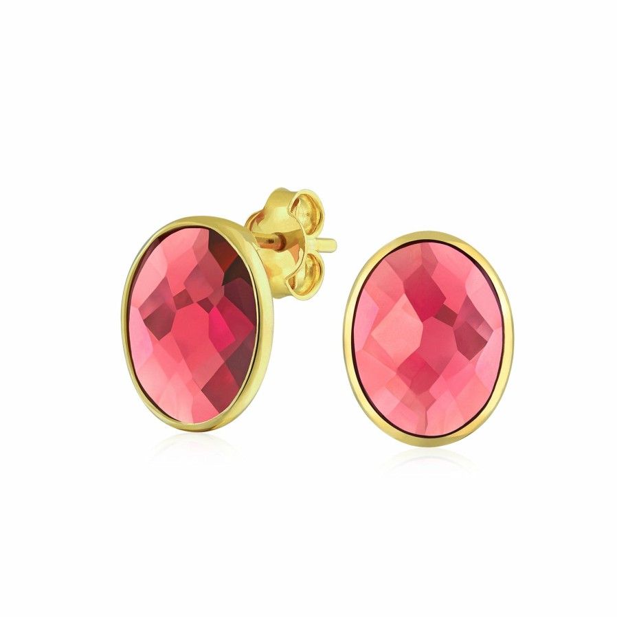 Shop Women Bling Jewelry Stud Earrings | Genuine Gemstone Halo Solitaire Stud Earrings Gold Plated .925 Silver