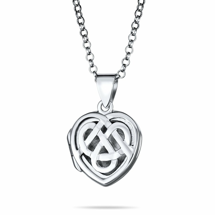 Shop Women Bling Jewelry Lockets | Irish Celtic Knot Heart Locket Diffuser Necklace Hold Photo Silver