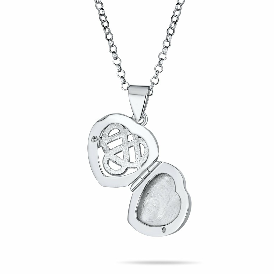 Shop Women Bling Jewelry Lockets | Irish Celtic Knot Heart Locket Diffuser Necklace Hold Photo Silver