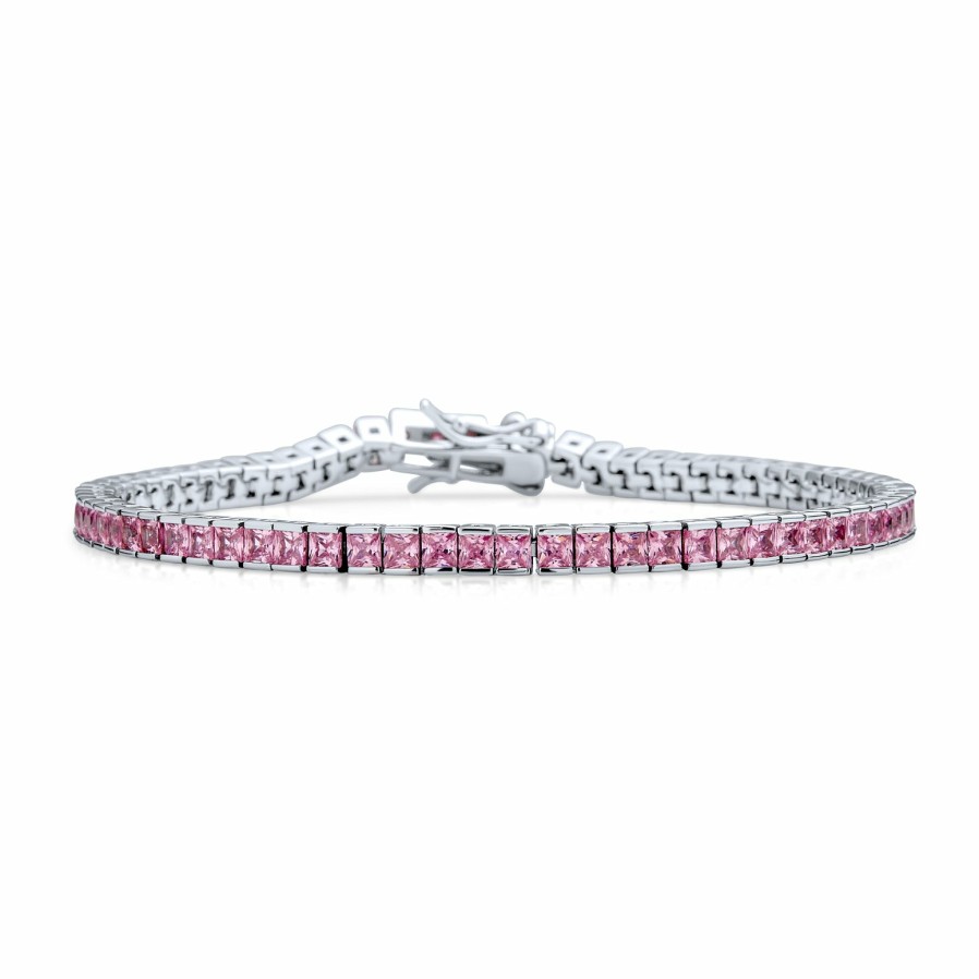 Shop Women Bling Jewelry Tennis Bracelets | Classic Channel Set Square Cz Bridal Tennis Bracelet Sterling Silver