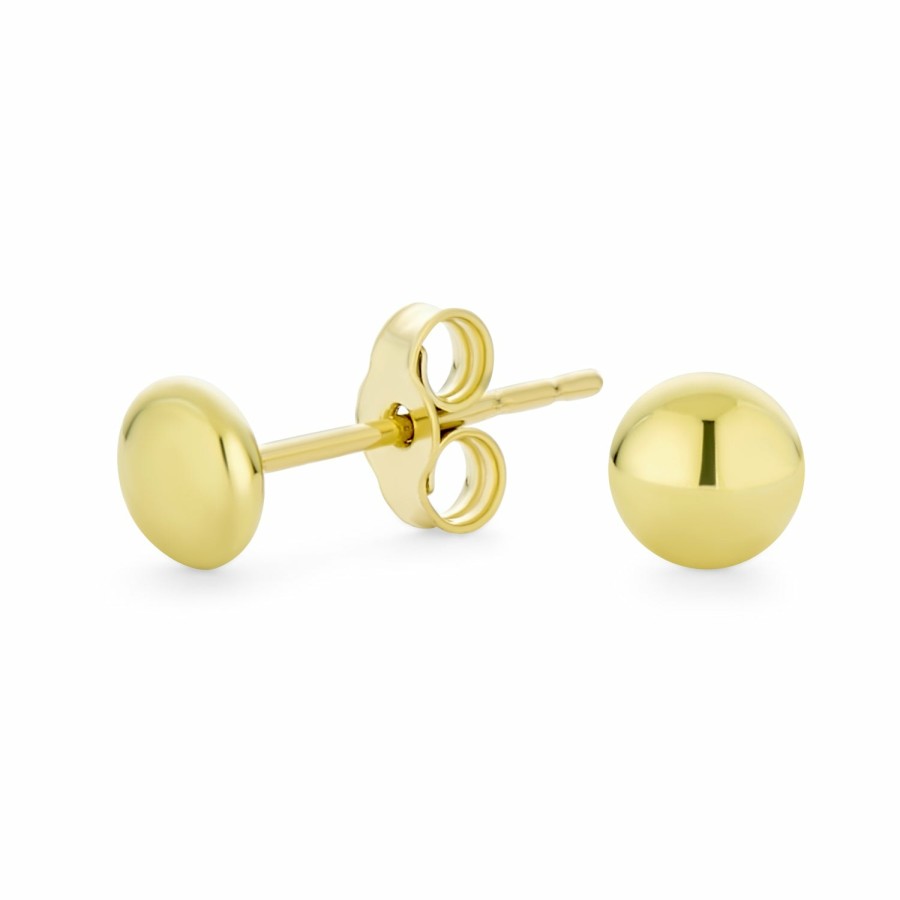 Shop Women Bling Jewelry Stud Earrings | Tiny Mini Half Button Ball Stud Earrings Real 14K Yellow Gold 4Mm