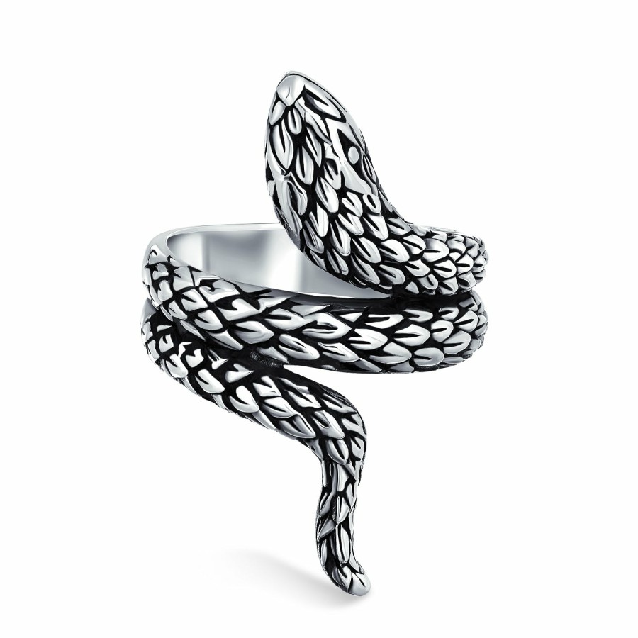 Shop Men Bling Jewelry Mens Engravable Rings | Unisex Boho Fashion Wrap Around Serpent Snake Ring .925 Sterling Silver