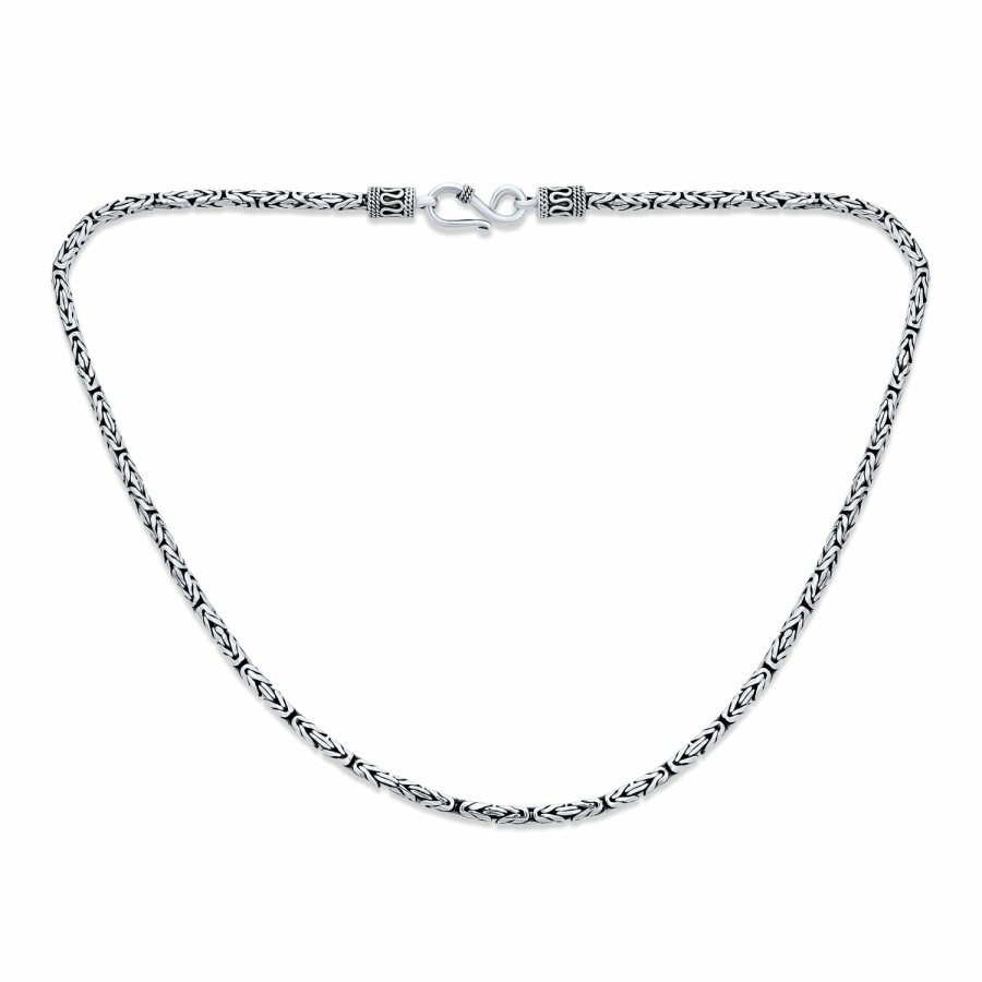 Shop Women Bling Jewelry Chains Necklaces | Bali Byzantine Chain Necklace 3 Mm Oxidized Sterling Silver 16,18,20"