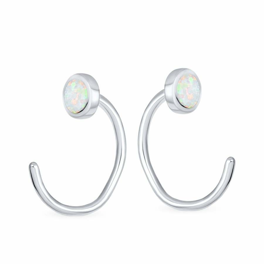 Shop Women Bling Jewelry Ear Cuffs, Cartilage Earrings | Band Cartilage Wrap White Opal Cuff Ear Earrings .925Sterling Silver