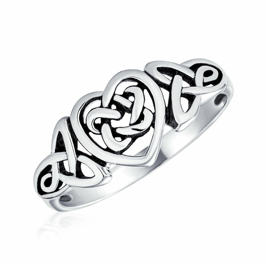 Shop Women Bling Jewelry Engravable Rings | Irish Love Knots Infinity Heart Celtic Ring Sterling 1Mm Band Silver