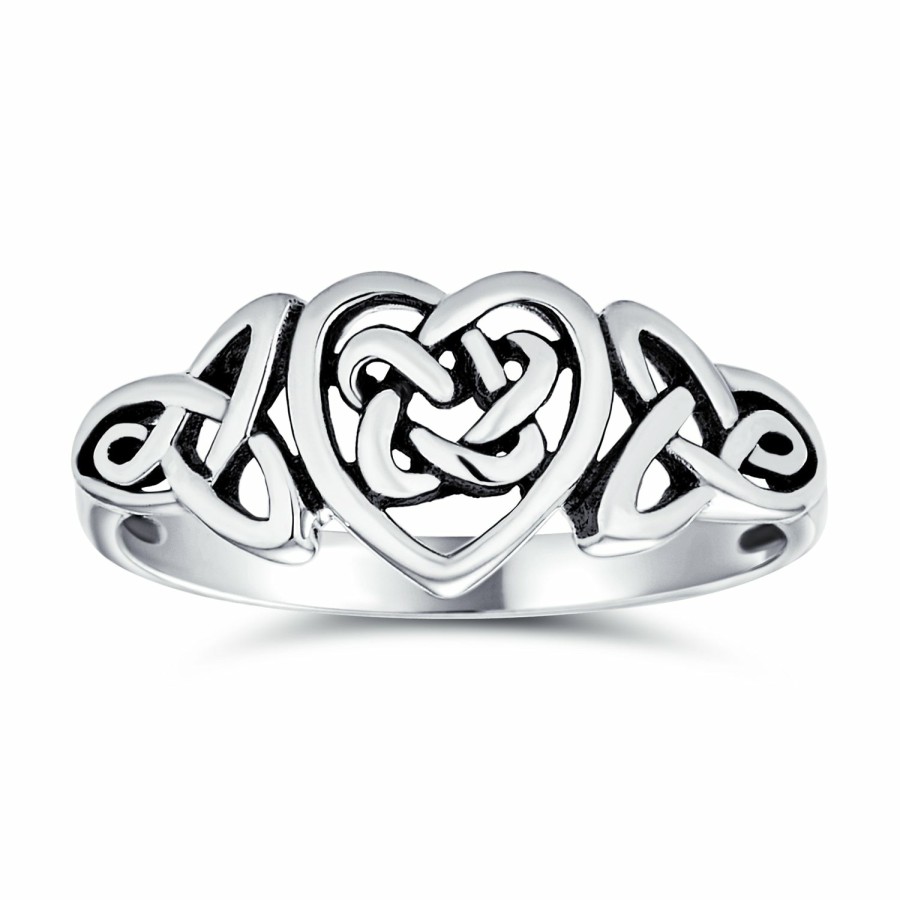 Shop Women Bling Jewelry Engravable Rings | Irish Love Knots Infinity Heart Celtic Ring Sterling 1Mm Band Silver