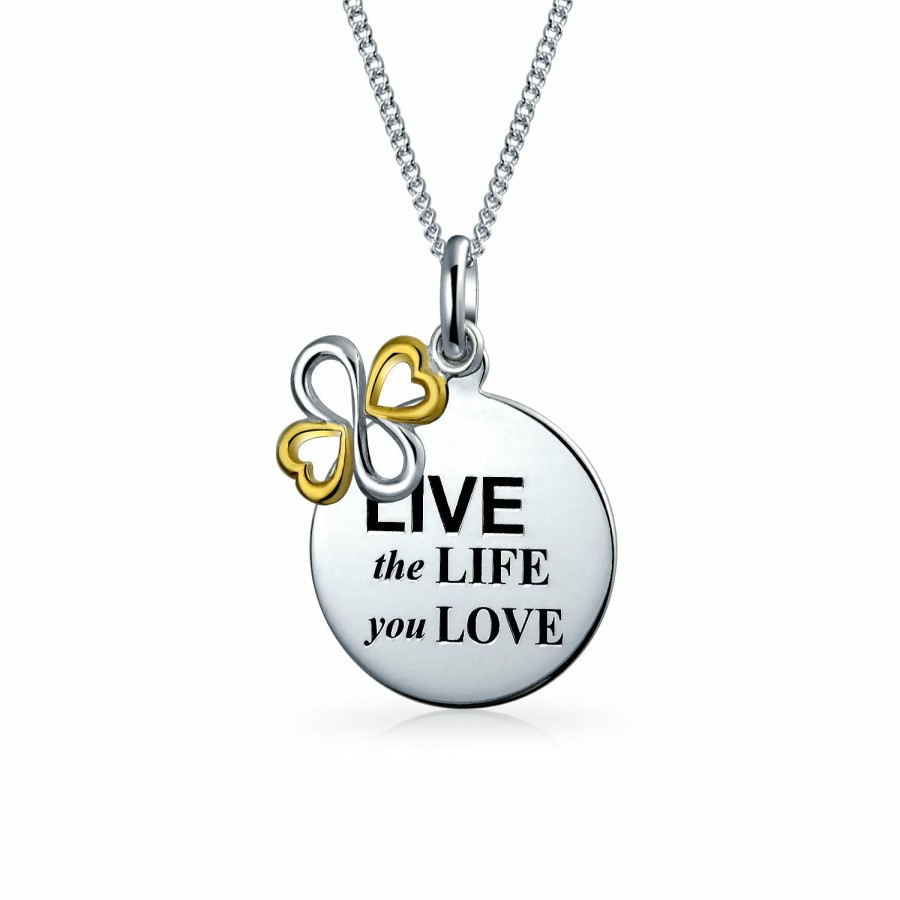 Shop Women Bling Jewelry Pendant Necklaces | Ayllu Live Well Laugh Often Love Much Pendant Necklace Two Tone