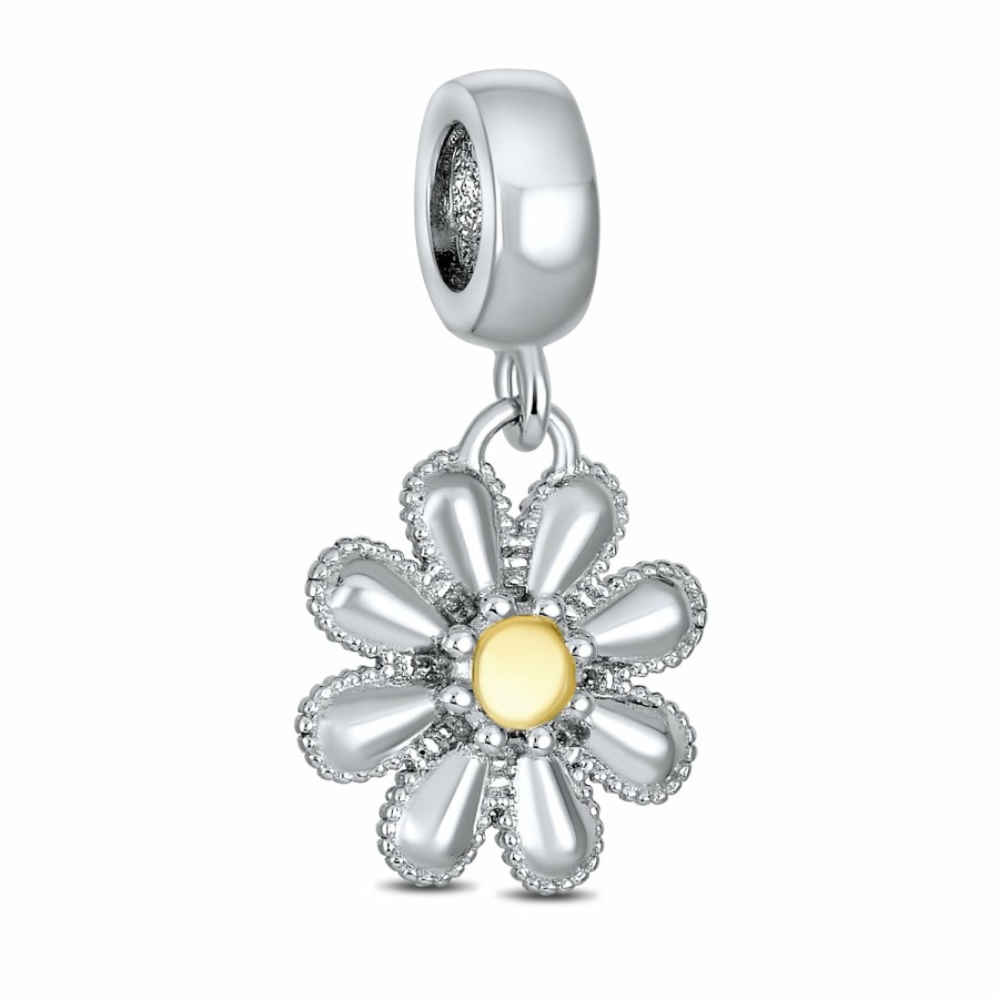 Shop Women Bling Jewelry Mothers Day Charm Beads | Sun Flower Daisy Garden Watering Can Cz Dangle Bead Charm .925 Silver