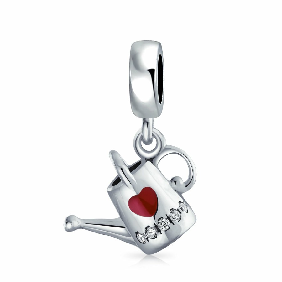 Shop Women Bling Jewelry Mothers Day Charm Beads | Sun Flower Daisy Garden Watering Can Cz Dangle Bead Charm .925 Silver