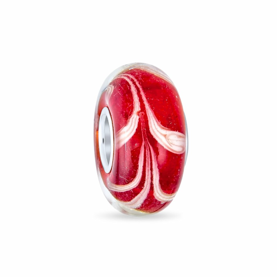 Shop Women Bling Jewelry Glass Crystal Beads | Rainbow Circle Spots Foil Murano Glass Bead Charm .925Sterling Silver