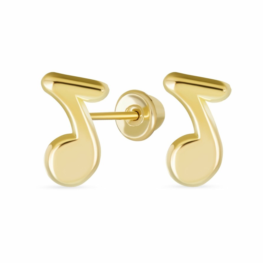 Shop Women Bling Jewelry Stud Earrings | Tiny Teacher Music Notes Stud Earrings Musician Student Real 14K Gold