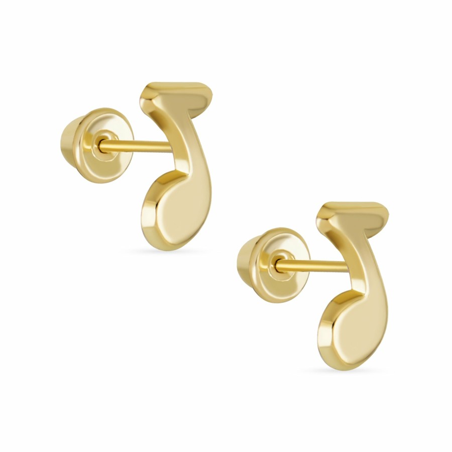 Shop Women Bling Jewelry Stud Earrings | Tiny Teacher Music Notes Stud Earrings Musician Student Real 14K Gold