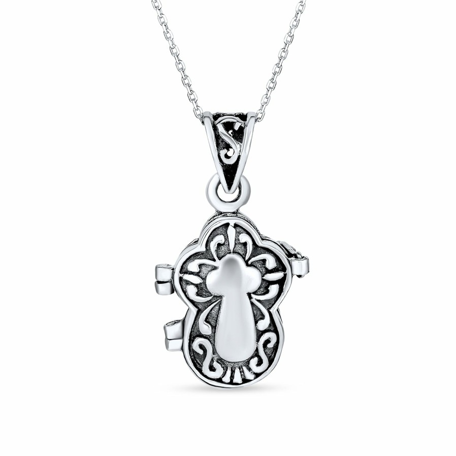 Shop Women Bling Jewelry Pendant Necklaces | Cross Locket Keepsake Pendant Communion Sterling Silver Necklace