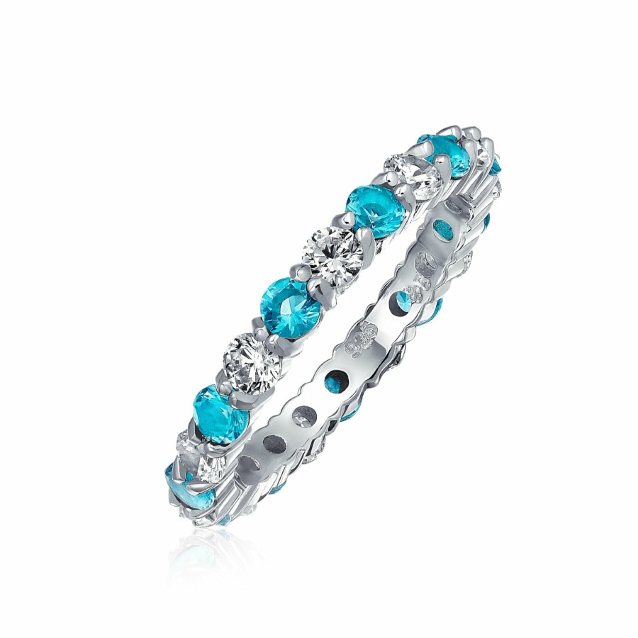 Shop Women Bling Jewelry Stacking Eternity Rings | Alternating Cz Eternity Ring .925 Sterling Silver Birthstone Colors