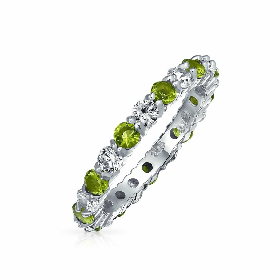 Shop Women Bling Jewelry Stacking Eternity Rings | Alternating Cz Eternity Ring .925 Sterling Silver Birthstone Colors