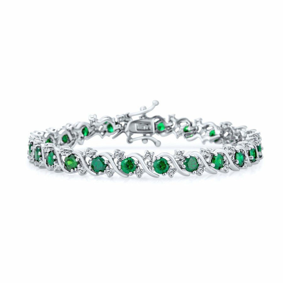 Shop Women Bling Jewelry Tennis Bracelets | Cz Wave Tennis Bracelet Imitation Gemstone Round