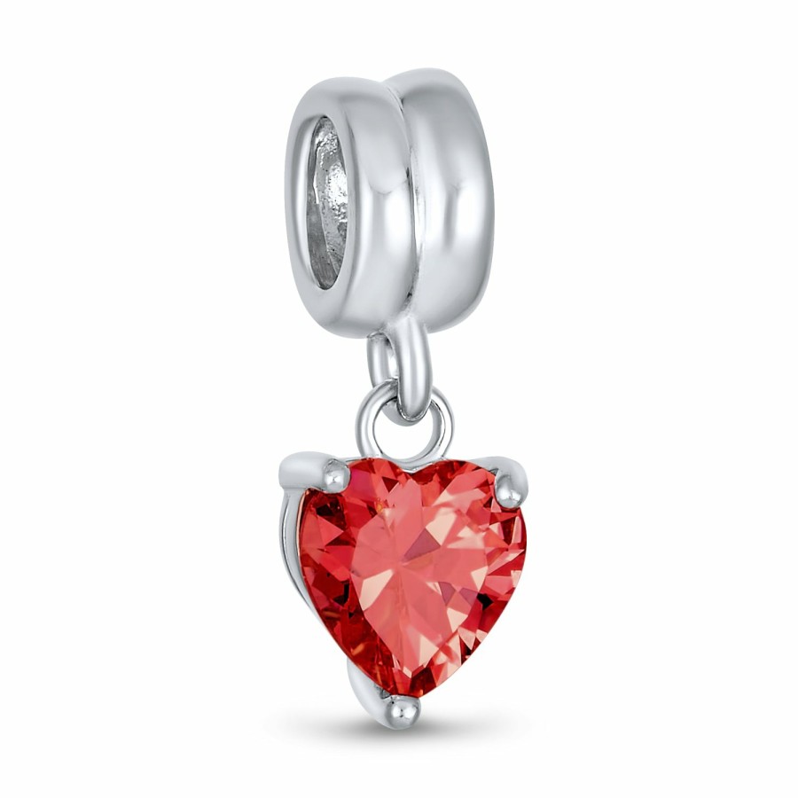 Shop Women Bling Jewelry Birthstone Beads | Heart Or Birth Month October Cz Heart Charm Bead Sterling