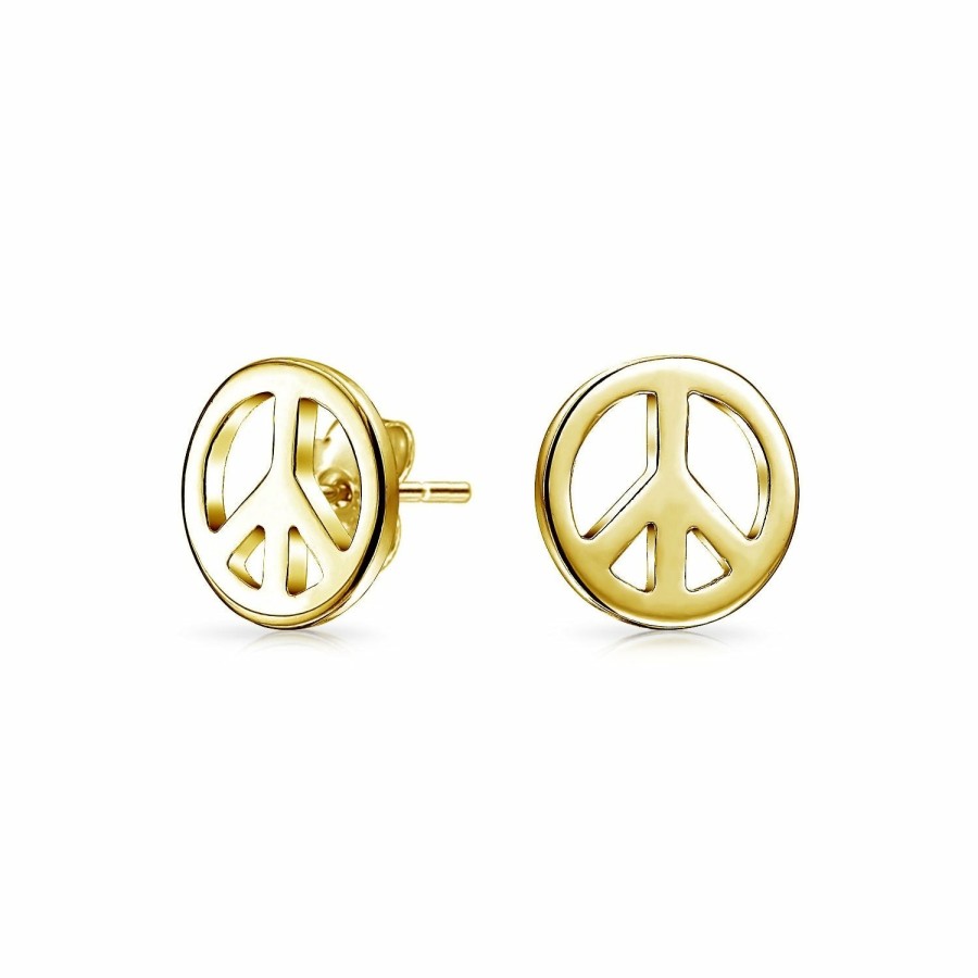 Shop Women Bling Jewelry Pendant Necklaces | World Peace Symbol Necklace Pendant Stud Earrings Jewelry Set Sterling