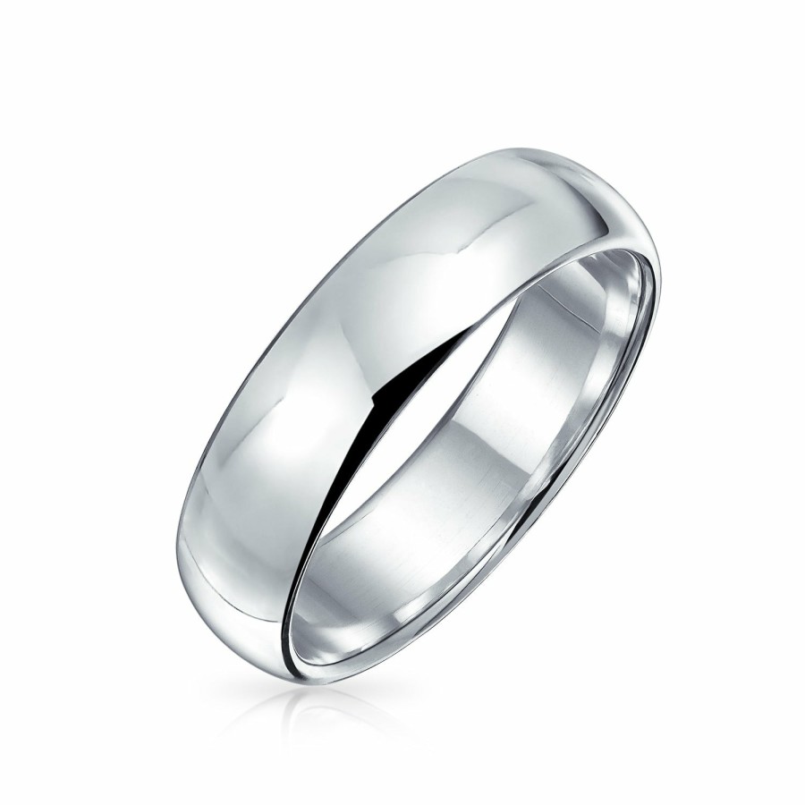 Shop Women Bling Jewelry Wedding Bands | Couples Wedding Band Ring Solid .925 Sterling 5Mm Comfort Fit Silver