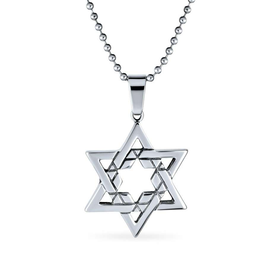 Shop Men Bling Jewelry Mens Pendants & Dog Tags | Men'S Statement Judaic Jewish Hanukkah Star Of David Signet Ring Stainless Steel