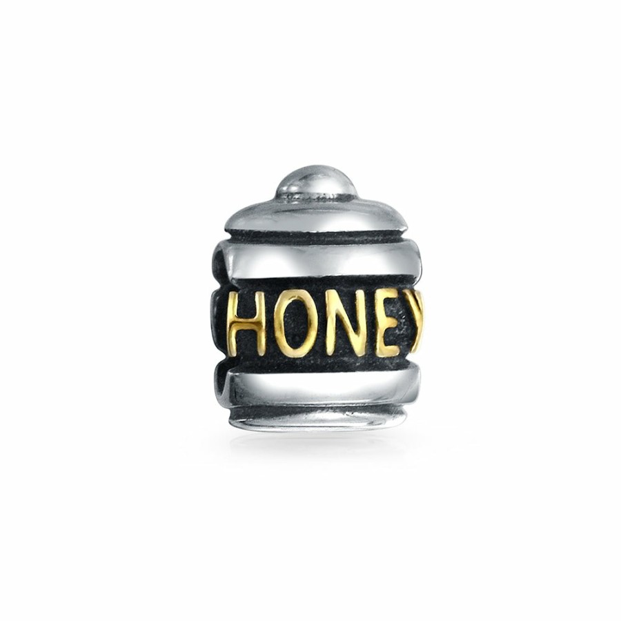 Shop Women Bling Jewelry Unique Charms | Sweet Honey Jar Charm Bead For Women Wife Two Tone 14K Gold Plated