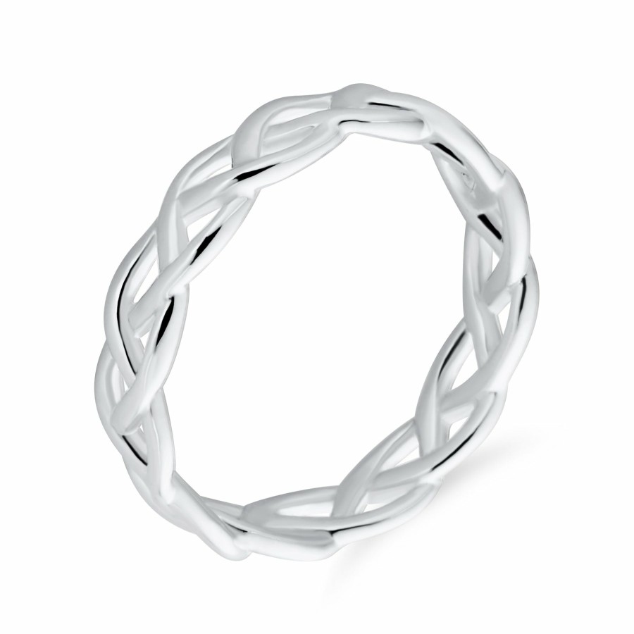 Shop Women Bling Jewelry Engravable Rings | Wheat Weave Twist Rope Open Braid Cable Band Ring .925 Silver