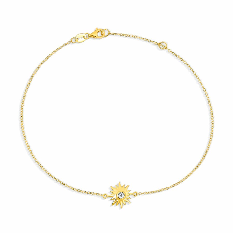 Shop Women Bling Jewelry Ankle Bracelets | Sunburst Sun Cz Anklet Ankle Bracelet Gold Plated Sterling Silver