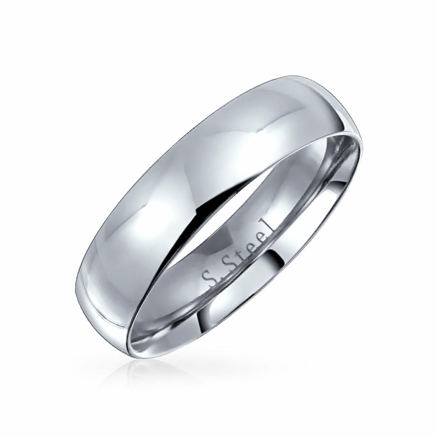 Shop Men Bling Jewelry Mens Rings | Dome Couples Ring Wedding Band Shine Polished Stainless Steel 5Mm