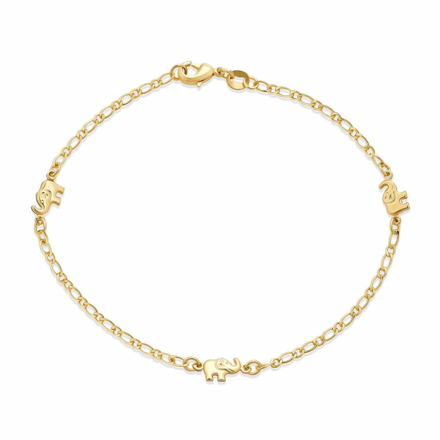 Shop Women Bling Jewelry Ankle Bracelets | Danity Three Lucky Elephant Charm Anklet Ankle Bracelet Gold Plated