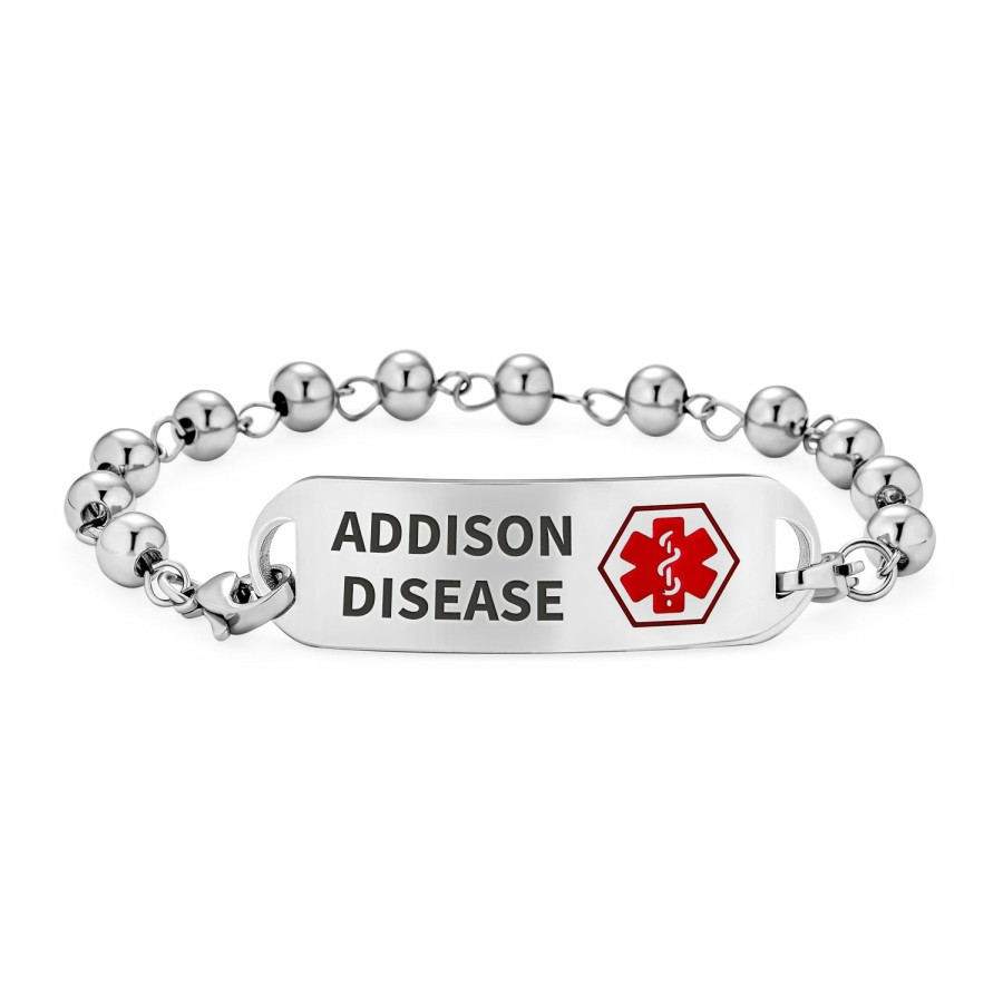 Shop Men Bling Jewelry Mens Bracelets & Id Bracelets | Personalized Identification Medical Alert Id Bead Bracelet Stainless