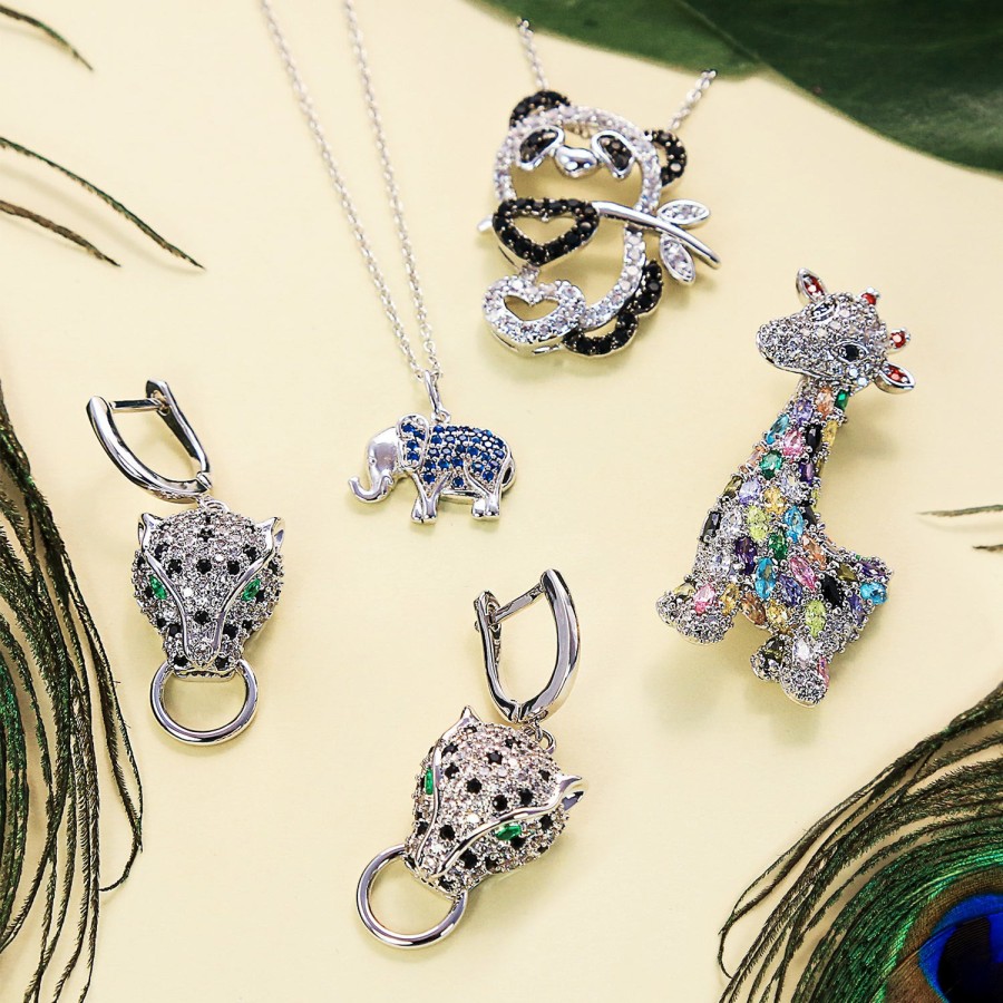 Shop Women Bling Jewelry Pins & Brooches | Giraffe Zoo Animal Brooch Pin Cz Colorful Pave Cubic Zirconia