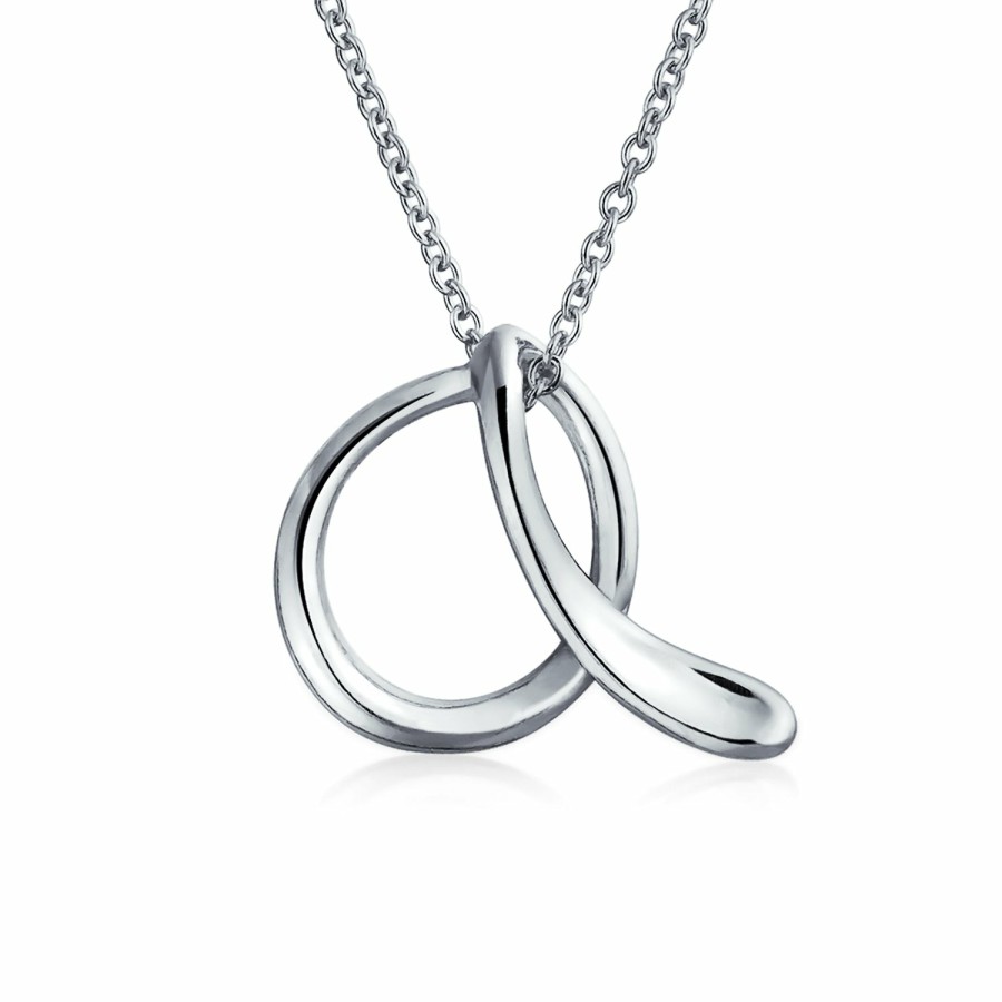 Shop Women Bling Jewelry Abc Initial | Letter Alphabet Script Initial Pendant Necklace .925 Sterling Silver