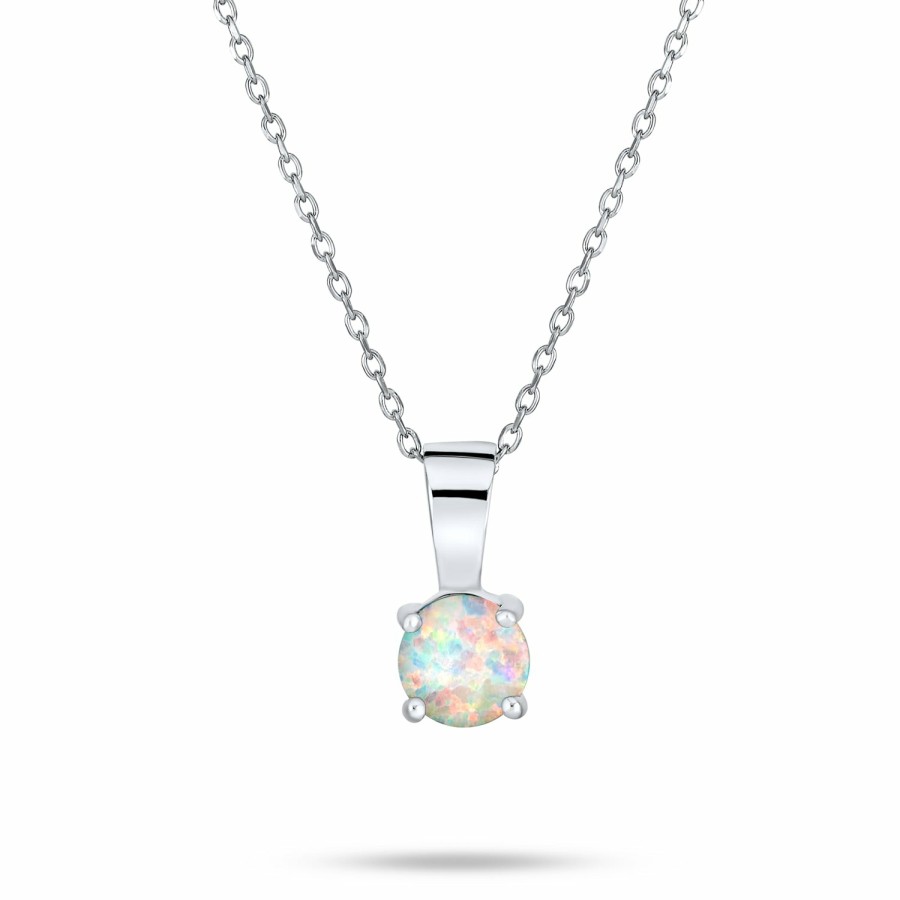 Shop Women Bling Jewelry Delicate Pendant Necklaces | 1Ct Solitaire Created Opal Pendant Necklace Gold Sterling Silver