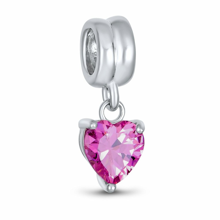 Shop Women Bling Jewelry Dangle Beads | Heart Or Birth Month October Cz Heart Charm Bead Sterling