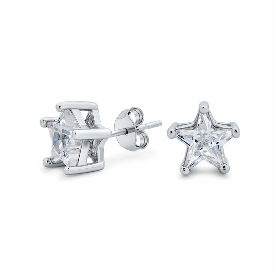 Shop Men Bling Jewelry Mens Earrings | Cz Usa Patriotic Rock Star Stud Earrings .925 Sterling Silver