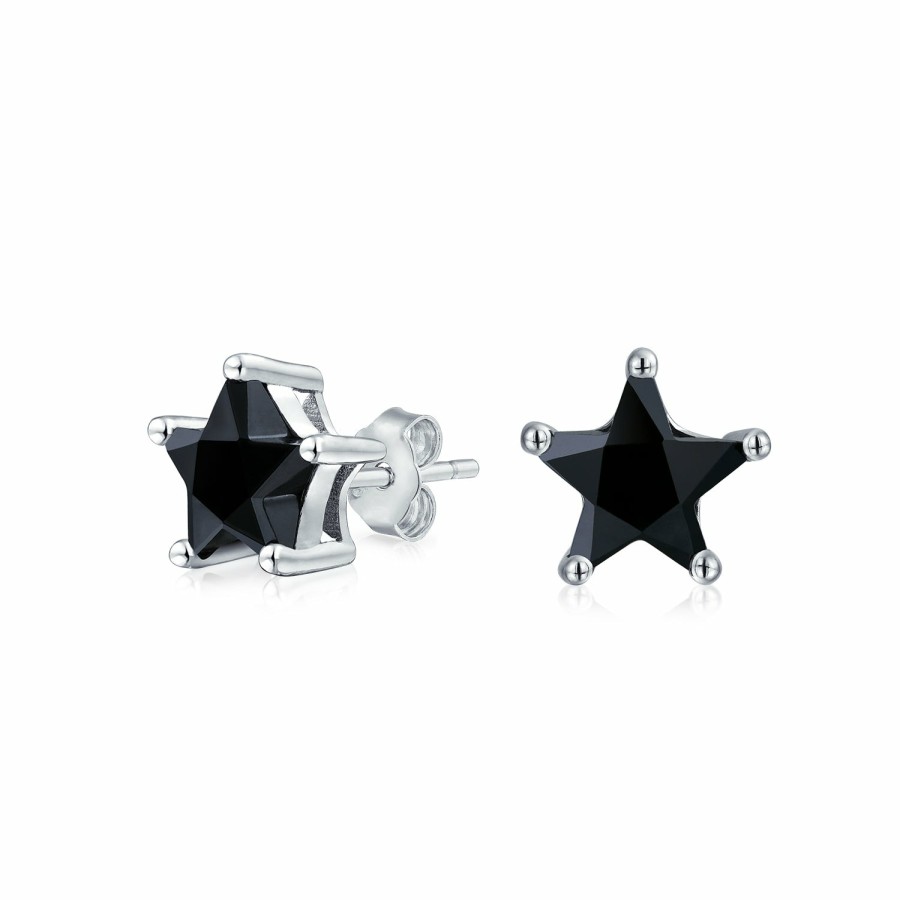 Shop Men Bling Jewelry Mens Earrings | Cz Usa Patriotic Rock Star Stud Earrings .925 Sterling Silver