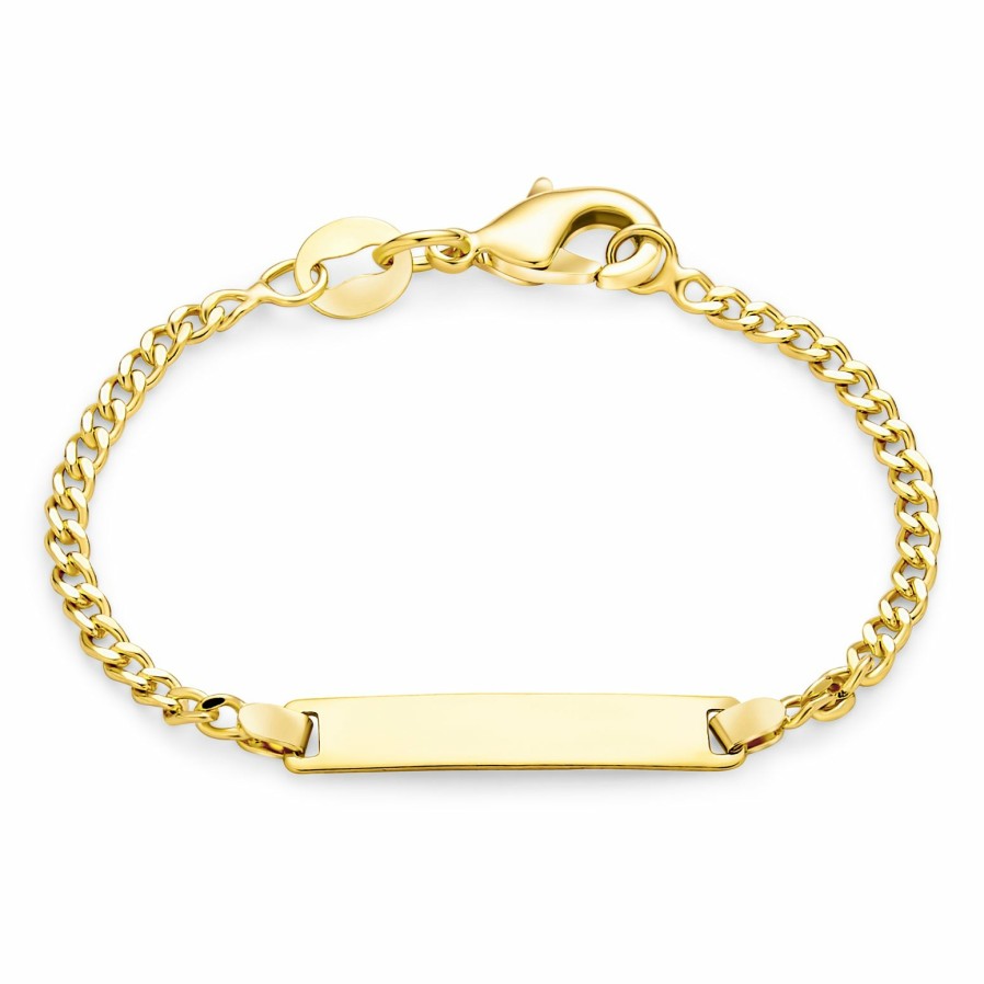 Shop Women Bling Jewelry Engravable Bracelets | Gold Plated Identification Tag Id Bracelet Lightweight For Wrists Gold-Tone