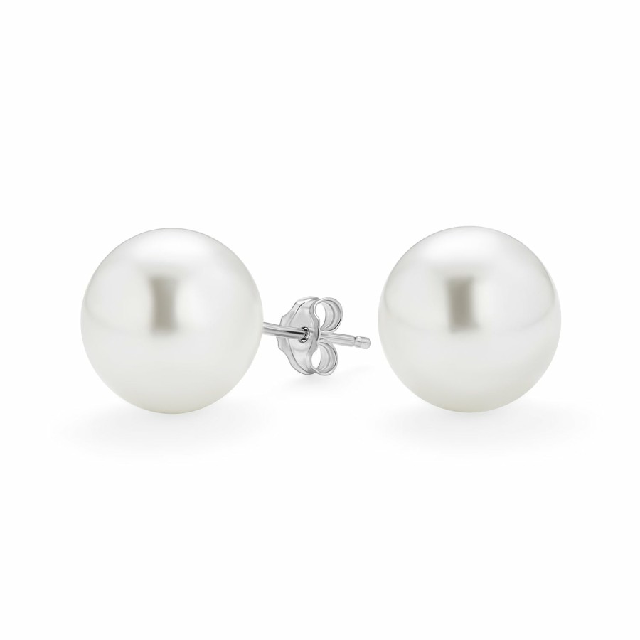 Shop Women Bling Jewelry Stud Earrings | Fashion Bridal Simple Pure Imitation Pearl Ball Stud Earrings White