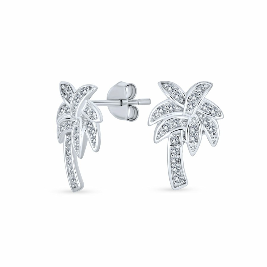 Shop Women Bling Jewelry Pendant Necklaces | Cz Cubic Zirconia Palm Tree Earrings Pendant Anklet .925 Sterling