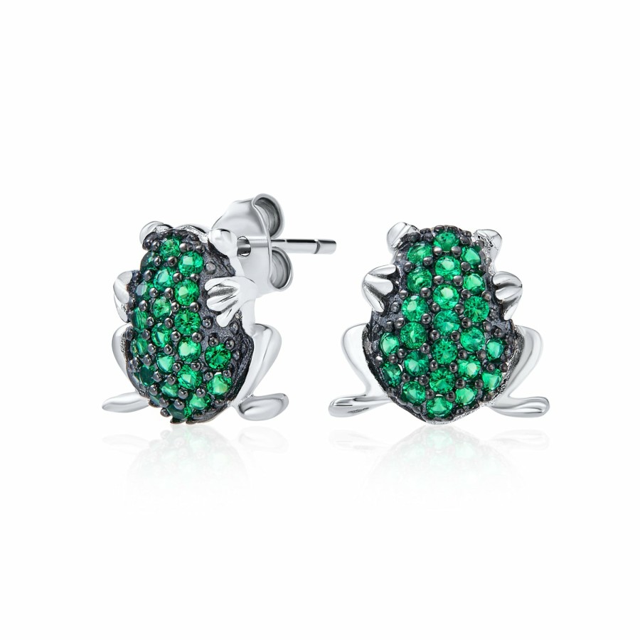 Shop Women Bling Jewelry | Green Frog Todd Cubic Zirconia Cz Stud Earrings .925 Sterling Silver