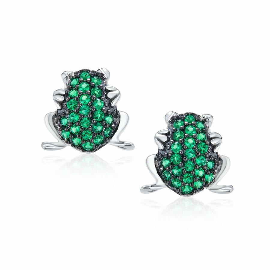 Shop Women Bling Jewelry | Green Frog Todd Cubic Zirconia Cz Stud Earrings .925 Sterling Silver