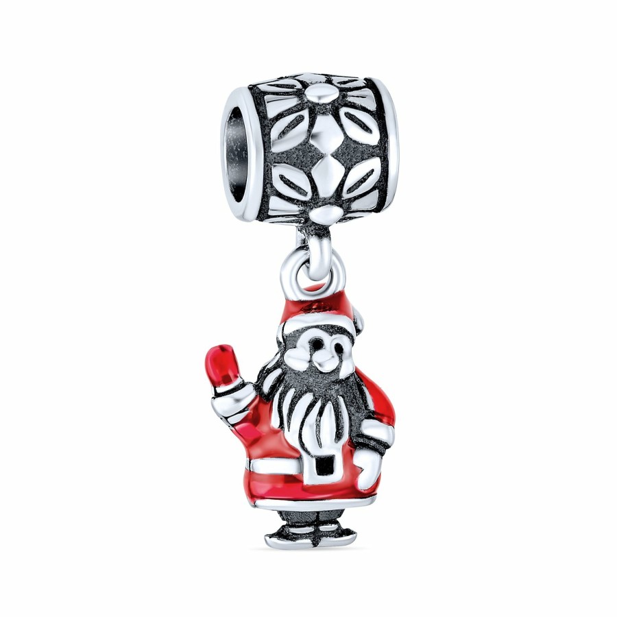 Shop Women Bling Jewelry Lockets | Christmas Red Santa Claus Dangle Charm Bead .925 Sterling Silver