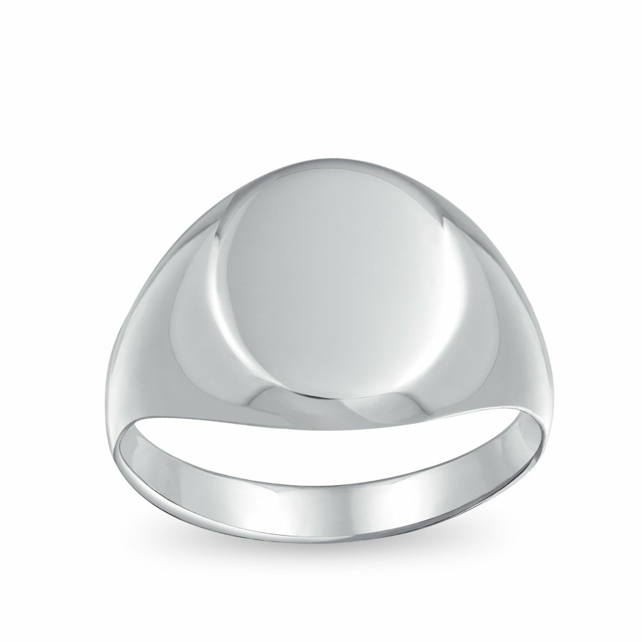 Shop Women Bling Jewelry Unique Rings | Basic Simple Monogram Engravable .925 Sterling Oval Signet Ring