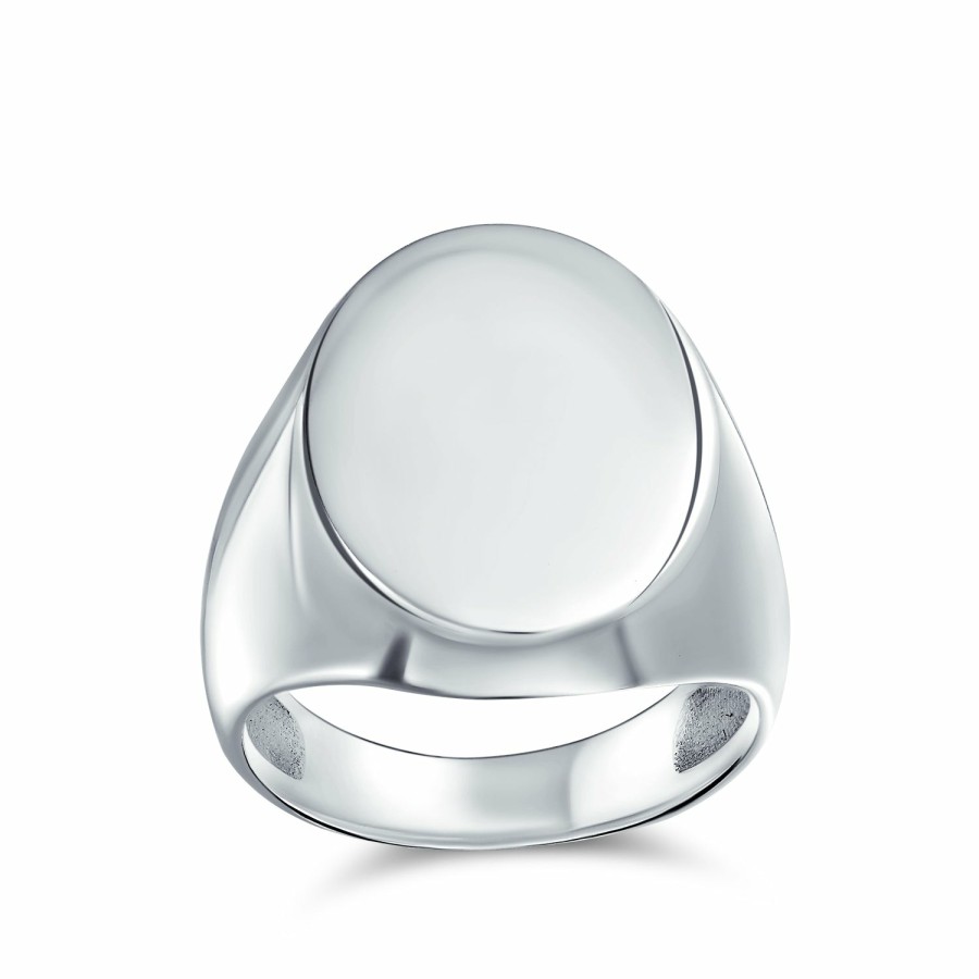 Shop Women Bling Jewelry Unique Rings | Basic Simple Monogram Engravable .925 Sterling Oval Signet Ring