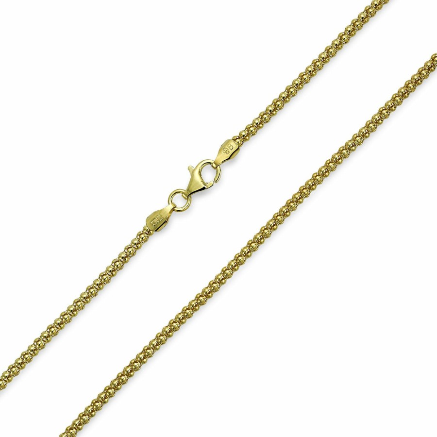 Shop Women Bling Jewelry Chains Necklaces | Bali Popcorn Coreana Gold Tone Chain Sterling 18 20 24"